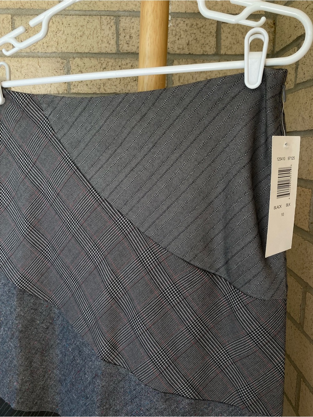 Vintage Allison Taylor Gray Mixed Prints Patchwork Striped Skirt Size 10 NWT - Picture 11 of 17